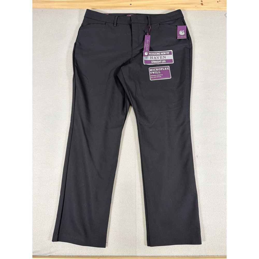 Gloria Vanderbilt Haven Straight Leg Pants Black Microflex Twill 16 Short NEW